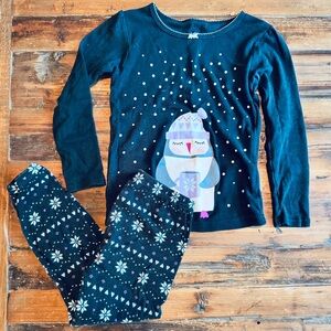 Kids Penguin Pajama Set - Black